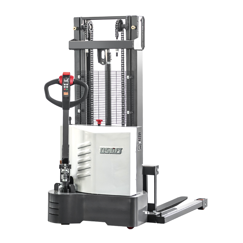 (Lithium Battery as option)  Light- Duty Walkie Power Stacker  With Straddle Leg  1000/1200KG Capacity  Lifting Height 1600-3500mm